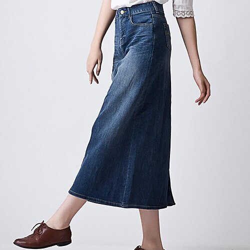 

Women's A Line Long Skirt Straight Maxi Denim Black Skirts Basic Casual Daily S M L