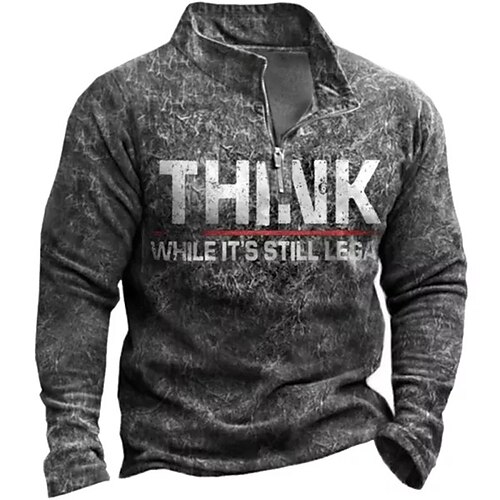 

Hombre Sudadera con cremallera Pull-over Gris Oscuro Media cremallera Letra Estampados Cremallera Estampado Diario Deportes Impresión 3D Básico Design Casual Primavera Otoño Ropa Sudaderas con