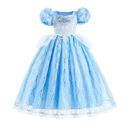 

Cinderella Fairytale Princess Flower Girl Dress Theme Party Costume Girls' Movie Cosplay Cosplay Halloween Blue Dress Halloween Carnival Masquerade Polyester
