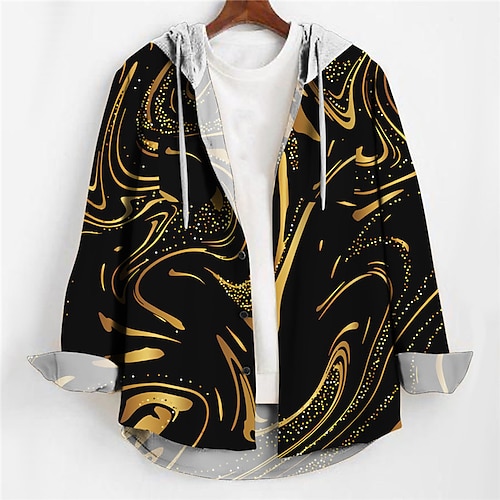 

Men's Shirt Abstract Graphic Prints Hooded Red Blue Gold Gray Outdoor Street Long Sleeve Print Clothing Apparel Fashion Designer Casual Soft