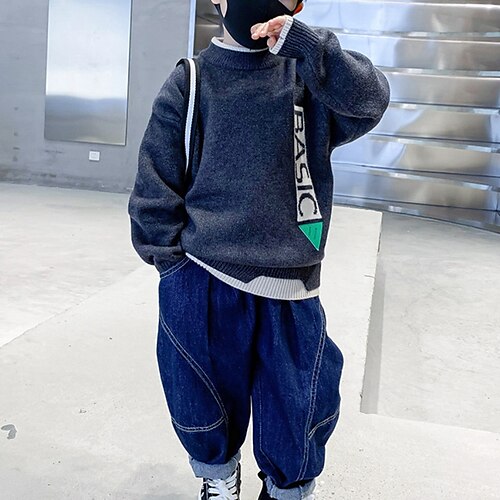 

Bambino Da ragazzo Felpa Alfabetico Manica lunga Informale Di tendenza Cachi Inverno Vestiti 7-13 anni
