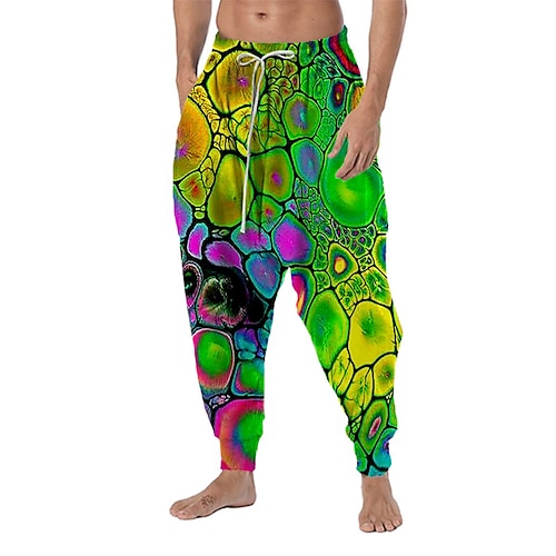 

Herre Jogger Bukser Sommerbukser Strandbukser Baggy Harem Bukser Snørelukning Elastisk Talje Drop Skridt Abstrakt Grafiske tryk Komfort Blød Afslappet Daglig Ferie Boheme Designer Blå Grøn