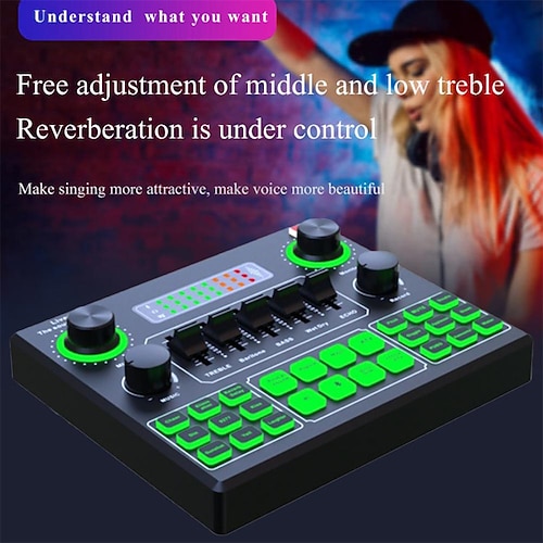 

V9SJ External Audio Mixer Live Sound Card Mobile Phone Voice Changer Karaoke Broadcast Recording Home KTV Game Music Singing