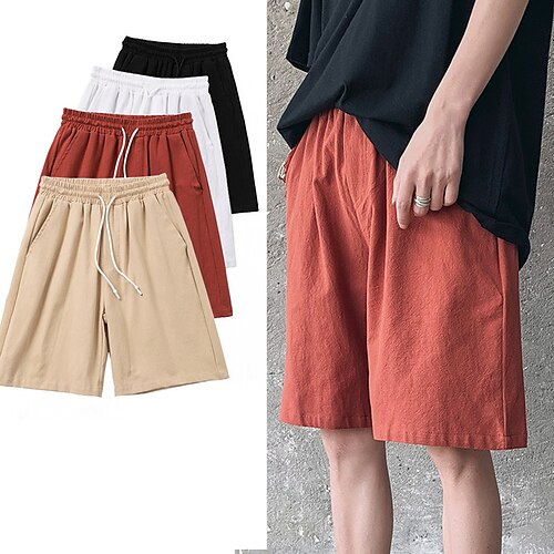 

Per uomo Pantaloncini di lino Pantaloncini estivi Pantaloncini casual Tasche A cordoncino Vita elastica Liscio Lunghezza del ginocchio Esterno Giornaliero Per uscire Misto cotone e lino Essenziale Di