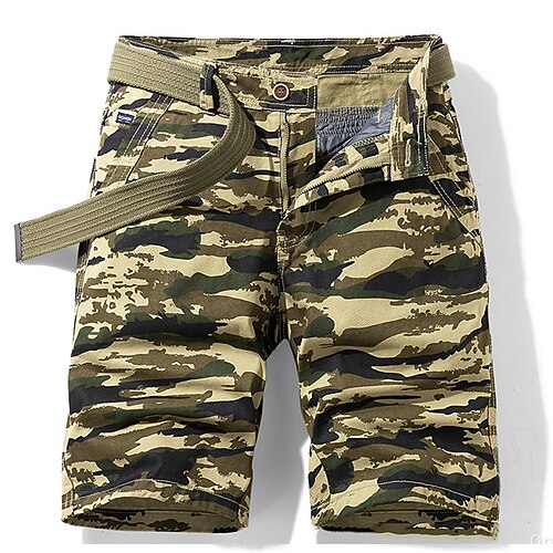 

Men's Cargo Shorts Shorts Pocket Camouflage Knee Length Casual Daily Streetwear 100% Cotton Stylish Classic Style Dark Khaki ArmyGreen