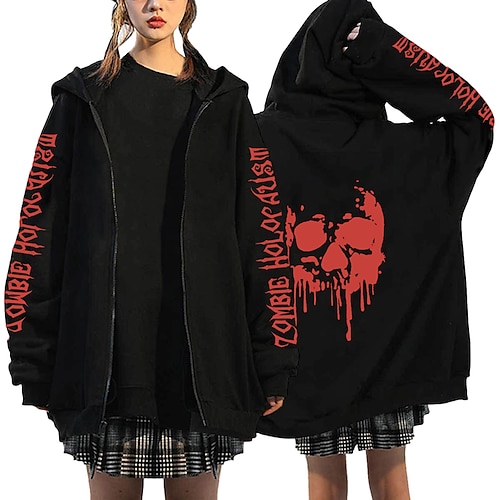 

Inspired by Punk Gothic Skeleton / Skull Hoodie Outerwear Zip Up Anime Classic Street Style Outerwear For Men's Women's Unisex Adults' Hot Stamping 100% Polyester