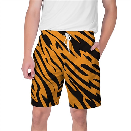

Men's Shorts Beach Shorts Drawstring Elastic Waist 3D Print Graphic Graffiti Breathable Soft Short Casual Daily Holiday Streetwear Hawaiian Yellow Red Micro-elastic