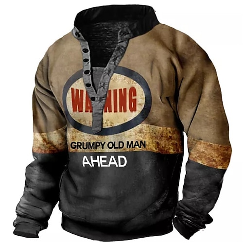 

Men's Sweatshirt Pullover Brown Standing Collar Color Block Letter Graphic Prints Print Casual Daily Sports 3D Print Streetwear Designer Casual Spring Fall Clothing Apparel Hoodies Sweatshirts