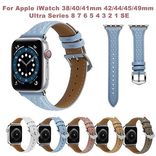 

1 PCS Smart Watch Band Compatible with Apple iWatch 38/40/41mm 42/44/45/49mm Ultra Series 8 7 6 5 4 3 2 1 SE Leather Loop for iWatch Smartwatch Strap Wristband Genuine Leather Luxury Adjustable