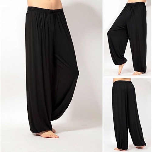 Hombre Pantalones de verano Holgado Pantalones de playa Pantalones Harem  Pantalones bohemios Cintura elástica fluido Color sólido Comodidad  Transpirable Casual Diario Playa Hippie Yoga Negro Blanco 2024 - $18.49