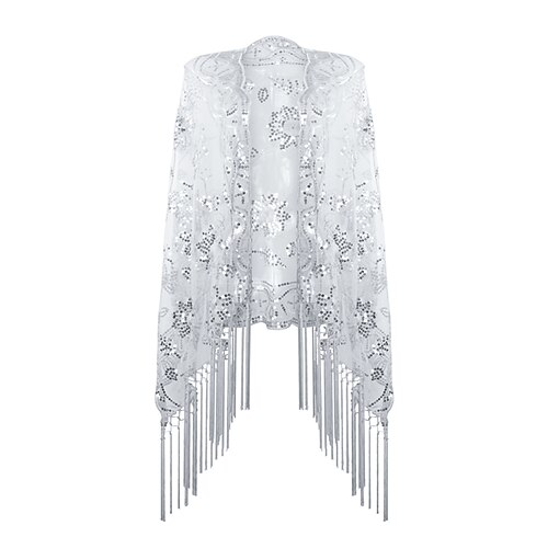 

The Great Gatsby Roaring 20s 1920s Cocktail Dress Vintage Dress Wrap Women's Sequins Tassel Fringe Costume Vintage Cosplay Event / Party Cloak Halloween