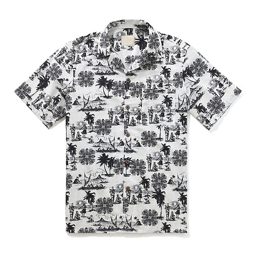 

Men's Shirt Coconut Tree Graphic Prints Turndown Black 3D Print Outdoor Street Short Sleeves Button-Down Print Clothing Apparel Tropical Fashion Designer Hawaiian