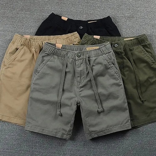 

Per uomo Pantaloncini chino Bermuda Pantaloncini da lavoro Tasche Vita elastica Liscio Comfort Indossabile Breve Esterno Informale Giornaliero Spigato Streetwear Moda Verde militare Nero