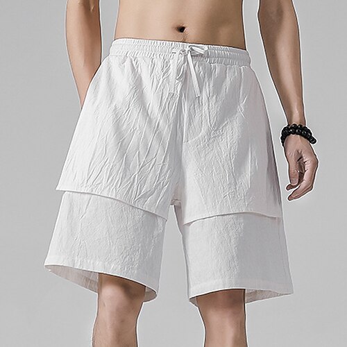 

Herre Lin Shorts Sommershorts Casual shorts Lomme Snorer Elastisk midje عادي Knelengde utendørs Daglig Ut på byen Bomullsblanding Grunnleggende Mote Svart Hvit Mikroelastisk