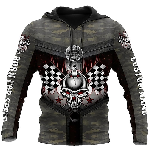 

Men's Pullover Hoodie Sweatshirt Gray Hooded Skull Graphic Prints Camo / Camouflage Print Daily Sports 3D Print Basic Streetwear Designer Spring Fall Clothing Apparel Hoodies Sweatshirts