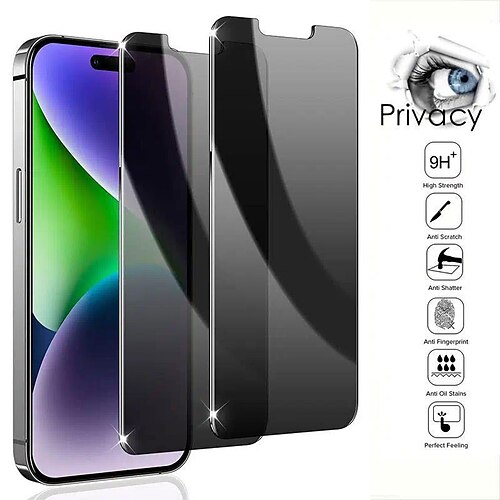 

[2Pakke] Telefon Skjermbeskytter Til Apple iPhone 14 Pro Max Plus 13 12 11 Mini X XR XS 8 7 Herdet glass Personvern Anti-Spion 9H hardhet Anti Bubbles Anti-fingeravtrykk Motstår Risser Tilbehør til