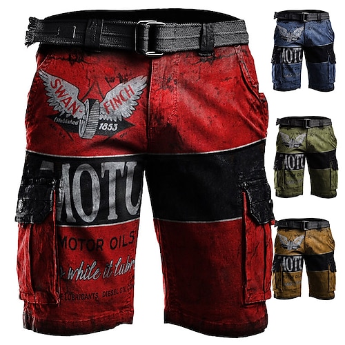 

Hombre Pantalón Corto Cargo Shorts para senderismo Impresión 3D Multi bolsillo Bolsillo cargo Letra Estampados Comodidad Transpirable Corto Deporte Diario Mezcla de Algodón Elegante Casual Rojo Azul