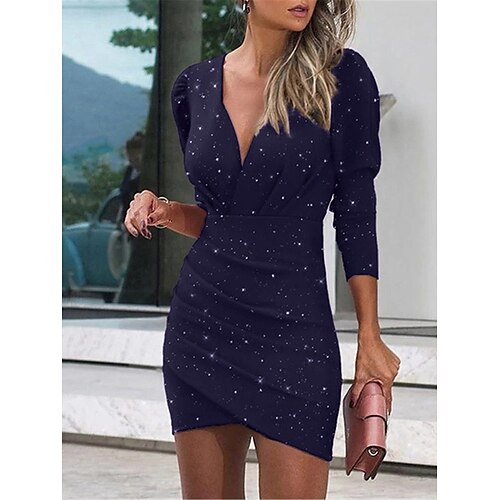 

robe semi formelle pour femme robe de soirée gaine robe mini robe vin noir armée vert graphique à manches longues froncé printemps automne hiver v cou mode partie printemps robe 2023 s m l xl xxl