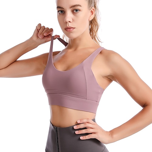 

Women's High Support Sports Bra Running Bra Back Clasp Molded Cup Bra Top Padded Yoga Fitness Gym Workout High Impact Breathable Soft Black Green Purple Solid Colored