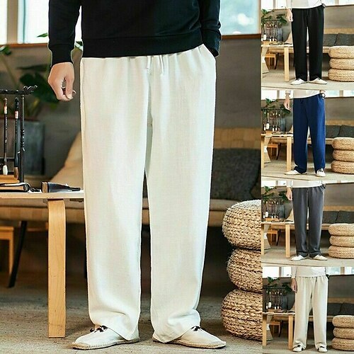 

Per uomo Pantaloni di lino Pantaloni Pantaloni estivi Pantaloni da spiaggia A cordoncino Vita elastica Gamba dritta Liscio Comfort Esterno Informale Giornaliero Misto cotone e lino Essenziale