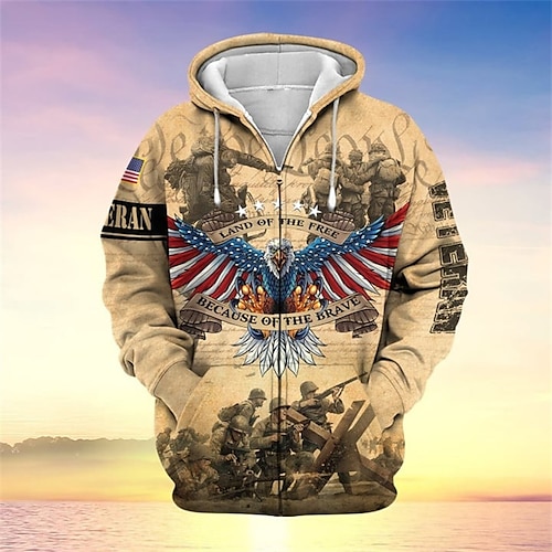

Men's Full Zip Hoodie Jacket Yellow Hooded Graphic Prints Eagle Zipper Print Sports Outdoor Daily Sports 3D Print Streetwear Designer Casual Spring Fall Clothing Apparel Hoodies Sweatshirts