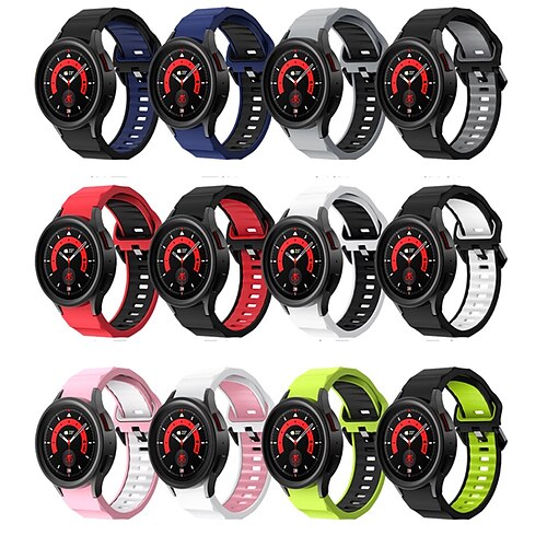 

1 pcs Smart Watch Band for Samsung Galaxy Watch 5 40/44MM Watch 5 Pro 45MM 20mm Silicone Smartwatch Strap Adjustable Elastic Breathable Sport Band Replacement Wristband