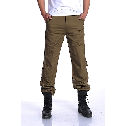 

Per uomo Pantaloni cargo Pantaloni Coulisse sulle gambe Multi tasca Gamba dritta Tinta unita Comfort Indossabile Ufficio Giornaliero Streetwear Informale Nero Giallo Media elasticità