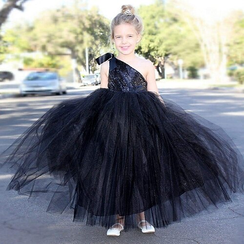 

Linea-A Lungo Abito da damigella d'onore bambina Compleanno Bambine Abito da ballo carino Tulle con A fantasia Gotico Stile da spiaggia Misura 3-16 anni