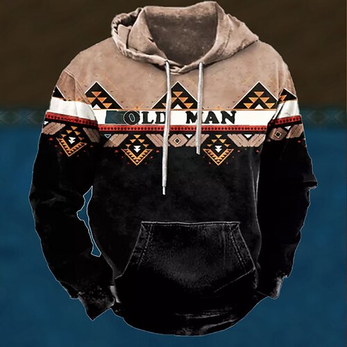 

Men's Pullover Hoodie Sweatshirt Brown Hooded Color Block Bohemian Style Graphic Prints Print Daily Sports 3D Print Basic Streetwear Designer Spring Fall Clothing Apparel Hoodies Sweatshirts