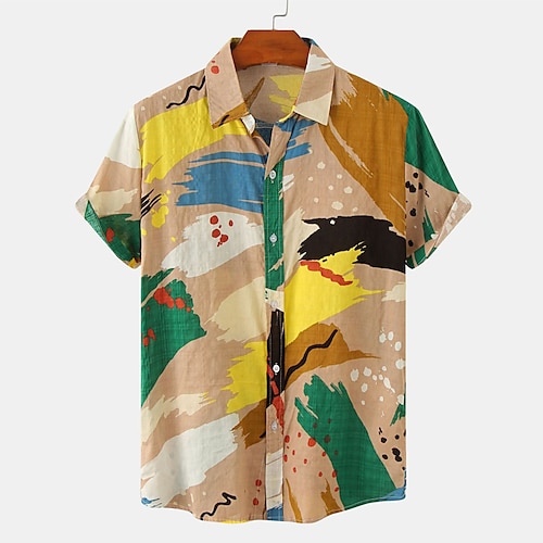 

Per uomo Camicia Camicia hawaiana Camicia con bottoni Camicia estiva Maglietta informale Nero Bianco Giallo Rosa Rosso Manica corta Stampe astratte Foglie Collo ripiegabile Strada Per eventi Pulsante