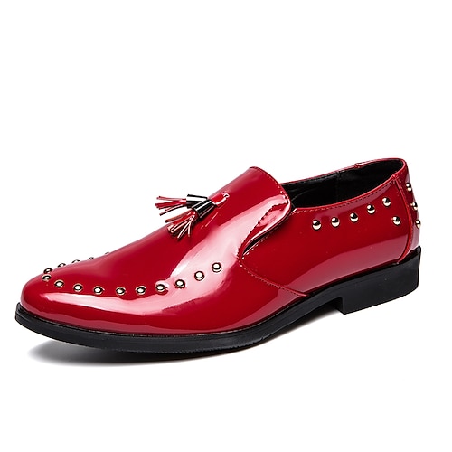 

Hombre Zapatos de taco bajo y Slip-On Mocasines de Vestir Tallas Grandes Casual Diario Fiesta y Noche PU Negro Rojo Azul Otoño Primavera