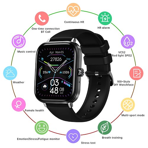 

T13 Smart Watch 1.75 inch Smartwatch Fitness Running Watch Bluetooth Call Reminder Activity Tracker Sleep Tracker Compatible with Android iOS Men Waterproof Long Standby Hands-Free Calls IP 67 42.5mm
