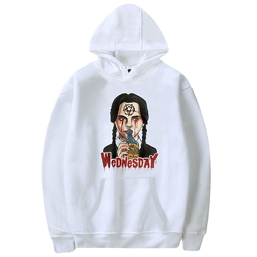 

Onsdag Addams Addams familie onsdag Hattetrøje Tegneserie Manga Animé Lomme foran Graphic Hattetrøje Til Herre Dame Unisex Voksne Varmstempling 100% Polyester