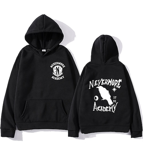 

Onsdag Addams Addams familie Nevermore Academy Hattetrøje Tegneserie Manga Animé Lomme foran Graphic Hattetrøje Til Herre Dame Unisex Voksne Varmstempling 100% Polyester