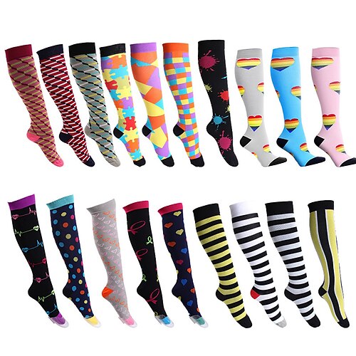 

Herren Damen Socken Kompressionssocken Radsocken Sportsocken Übung im Freien Radsport / Fahhrad Fahhrad / Radsport Atmungsaktiv Anatomisches Design tragbar 4 Paar Patchwork Neuheit Nylon Silber
