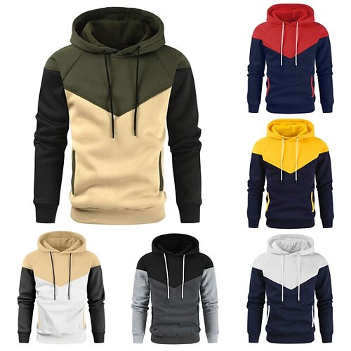 

Per uomo Unisex Felpa con cappuccio Felpa con cappuccio pullover Maglione Nero Giallo Verde militare Cachi Rosso Con cappuccio Tinta unica Tasche Ufficio Informale Giornaliero non-stampa Informale