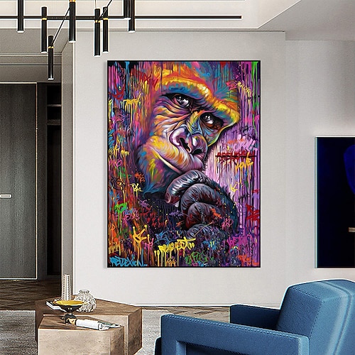 

pintura a óleo artesanal lona decoração da arte da parede moderno animal colorido orangotango para decoração de casa rolou sem moldura pintura não esticada