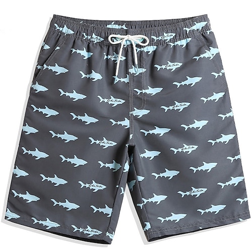 

Herre Surfeshorts Badeshorts Sommershorts Strandshorts Lomme Snorer Elastisk midje Grafiske trykk Fisk Komfort Hurtigtørkende utendørs Daglig Ut på byen Mote Gatemote Grå
