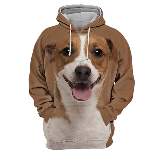 

Men's Pullover Hoodie Sweatshirt Brown Hooded Dog Graphic Prints Print Daily Sports 3D Print Basic Streetwear Designer Spring Fall Clothing Apparel Hoodies Sweatshirts