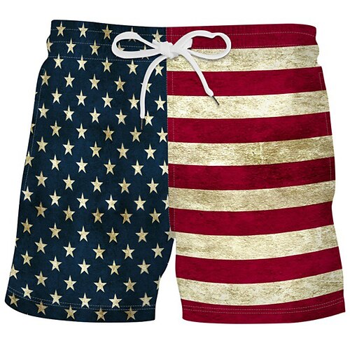 

Herre Surf shorts Badeshorts Sommer shorts Strandshorts Lomme Snørelukning Elastisk Talje Flag Komfort Hurtigtørrende udendørs Daglig I-byen-tøj Mode Gade Rød