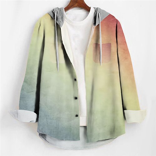 

Men's Shirt Gradient Graphic Prints Hooded Purple Green Outdoor Street Long Sleeve Print Clothing Apparel Fashion Designer Casual Soft
