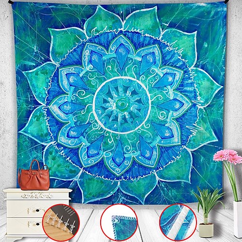 

mandala bohem stor veggteppe kunst dekor teppe gardin hengende hjem soverom stue sovesal dekorasjon boho hippie psykedelisk floral blomst lotus indisk