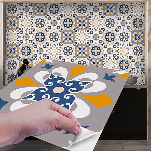 

20/50/100pcs Classic Style Tile Stickers, Decorative Waterproof Tile Stickers,Peel and Stick Vinyl Self-Adhesive Wall Decals ,for Kitchen Bathroom Living Room Furniture and Wall Decor