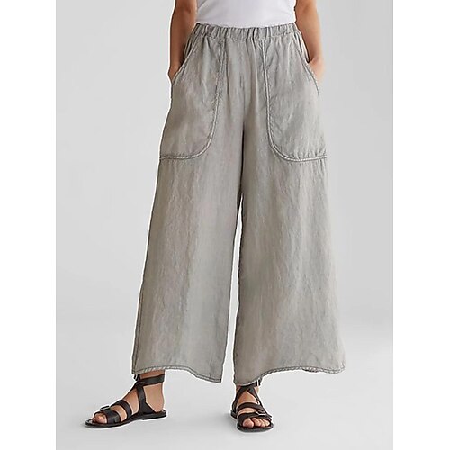 

Per donna Pantaloni cargo A zampa Pantaloni cascante Misto cotone e lino Bianco Blu Verde scuro Informale Casual / quotidiano Tasche Media elasticità Lunghezza intera All'aperto Tinta unita S M L XL