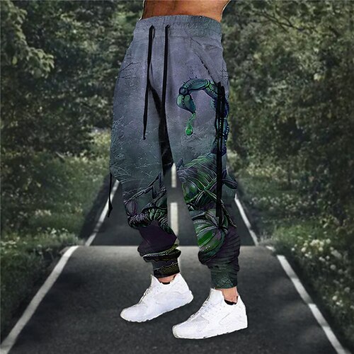 

Herre Joggingbukser Jogger Bukser Snørelukning Elastisk Talje 3D-udskrivning Dyr Grafiske tryk Skorpion Komfort Sport & Udendørs Afslappet Daglig Bomuldsblanding Terry Gade Designer Blå Lyseblå