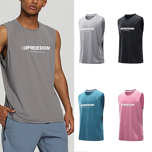 

Herre Tanktop Vest Top Fugttransporterende skjorter Tee Top Bogstaver Rund Hals Sport & Udendørs atletiktøj Uden ærmer Trykt mønster Tøj Mode Gade Træning