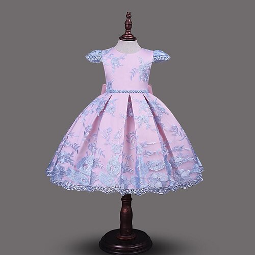 

Bambino Da ragazza Vestito da festa Tinta unica Abito linea A Al ginocchio Vestito Prestazioni Nodo della cravatta Girocollo Senza maniche Da principessa Vestito 3-10 anni Primavera Giallo Rosa