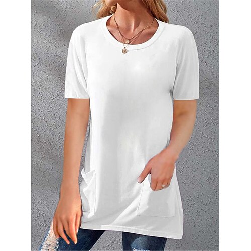 

Per donna Vestito casual Abito a T shirt Vestito a trapezio Liscio Tasche Girocollo Mini abito Essenziale Classico Esterno Giornaliero Manica corta Morbido Nero Bianco Rosa Primavera Estate S M L XL