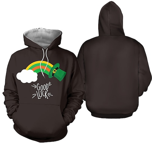 

St. Patrick's Day kløver irsk Hattetrøje Animé Lomme foran Graphic Hattetrøje Til Herre Dame Unisex Voksne 3D-utskrift 100% Polyester Fritid / hverdag