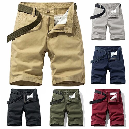 

Men's Chino Shorts Bermuda shorts Work Shorts Pocket Plain Comfort Breathable Knee Length Outdoor Casual Daily Twill Fashion Streetwear Black Wine